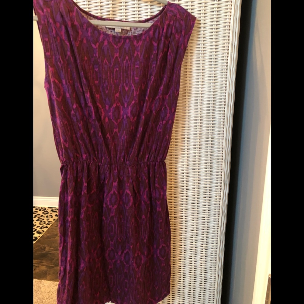 Purple T-shirt dress with elastic waist